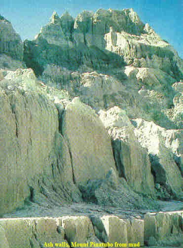 Ash walls, Mount Pinatubo from mud