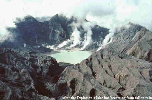 After the Explosion a lake has becoming from fallen rain