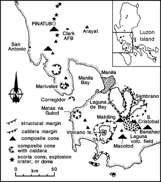 Taal-Map showing the key geologic features near Taal and Pinatubo