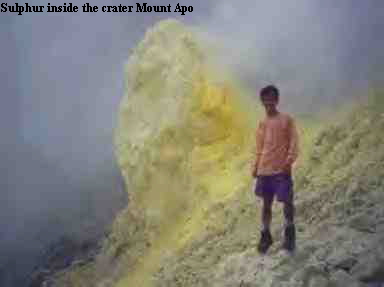 Sulphur inside the crater Mount Apo